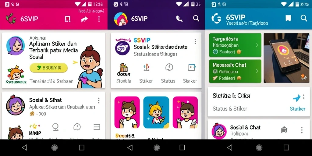 Antarmuka pengguna 6SVIP yang menarik dengan beragam stiker.