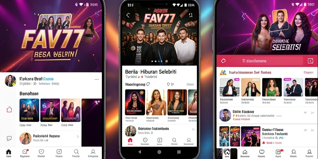 Tampilan antarmuka FAV77 yang menampilkan berita selebriti terkini.