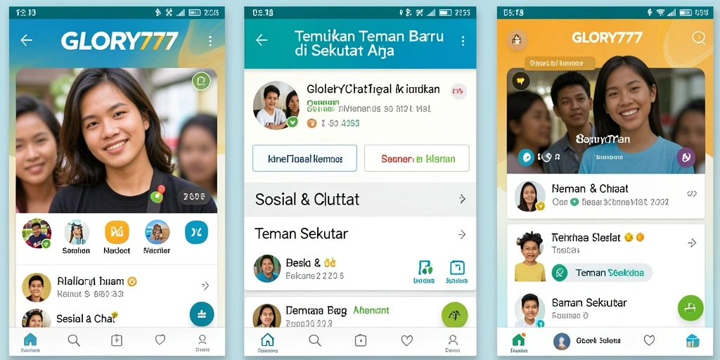 Tampilan antarmuka GLORY777 menunjukkan fitur pencarian teman.