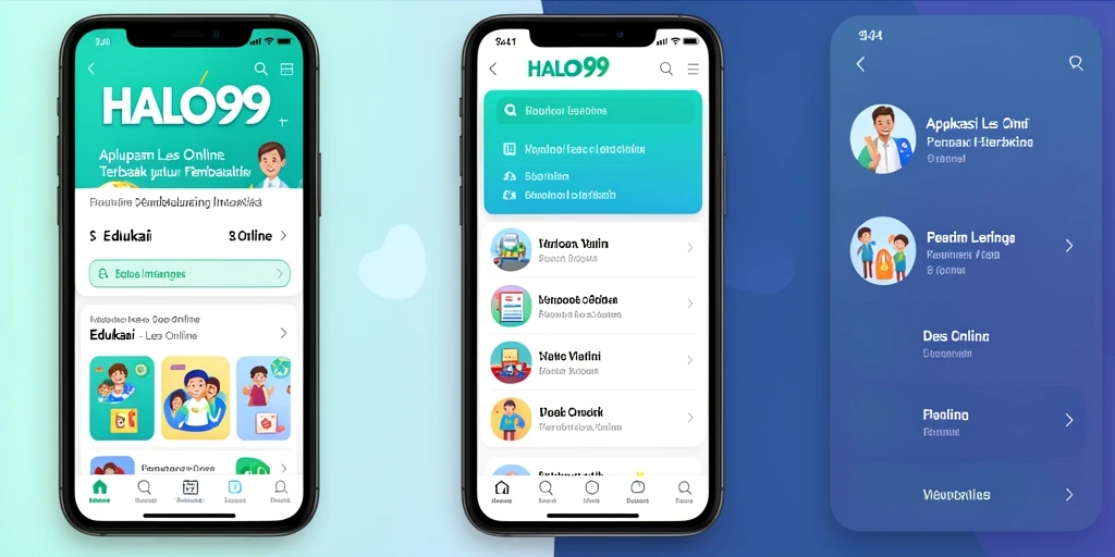 Antarmuka intuitif dan fungsional aplikasi Les Online HALO99.