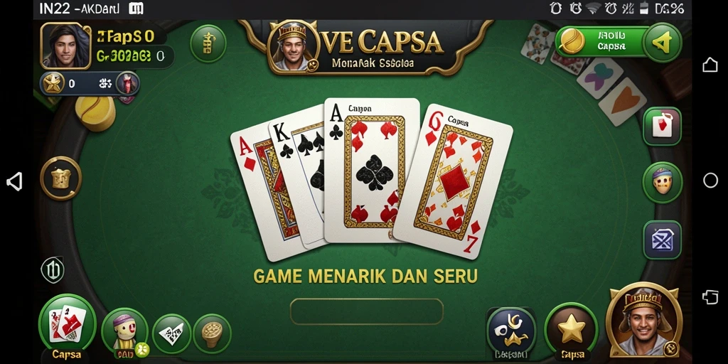 Tampilan antarmuka permainan Capsa yang menarik dan interaktif.