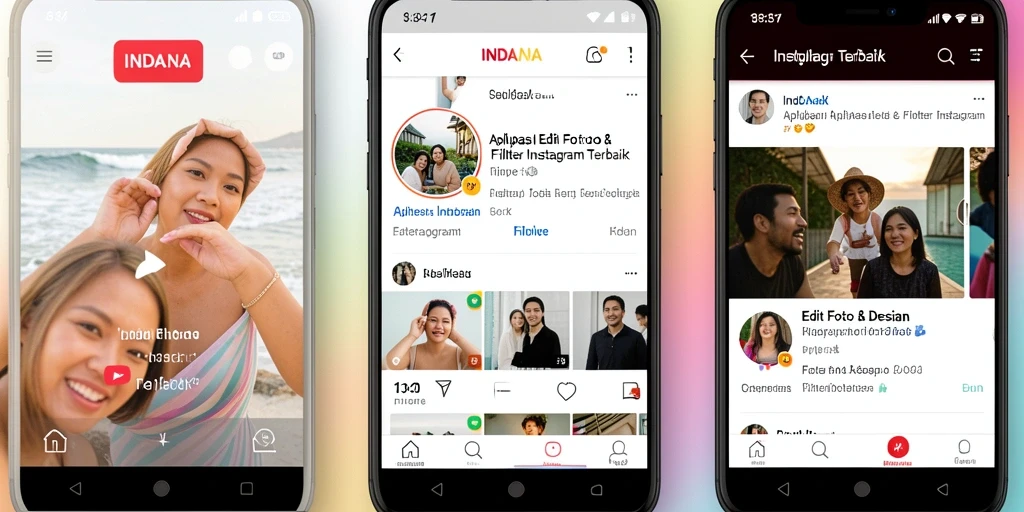Tampilan antarmuka menarik INDAAA dengan beragam filter Instagram.