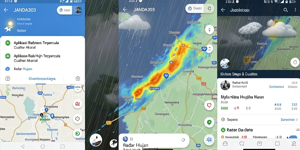 Antarmuka aplikasi JANDA303 yang menampilkan radar hujan secara jelas dan informatif.