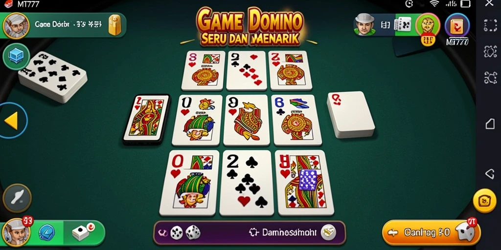 Antarmuka MT777 menampilkan fitur permainan Domino yang interaktif dan menyenangkan.