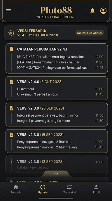 Riwayat Versi pluto88 untuk Pengguna Android